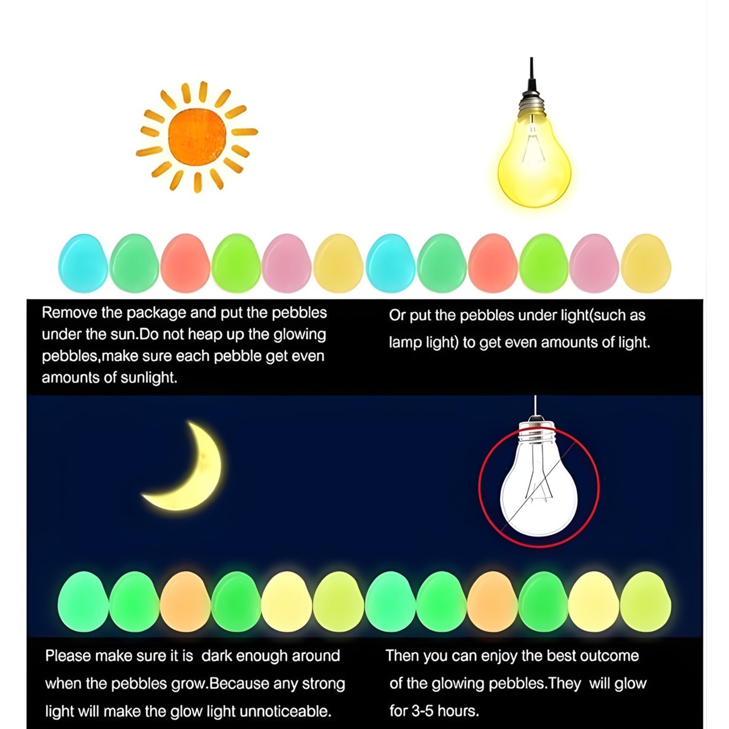 LumiPebble™ Glow-In-The-Dark Stones (Pack Of 100 pcs)