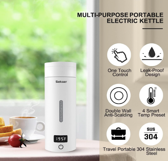 SafeSip™ Portable Travel Electric Kettle