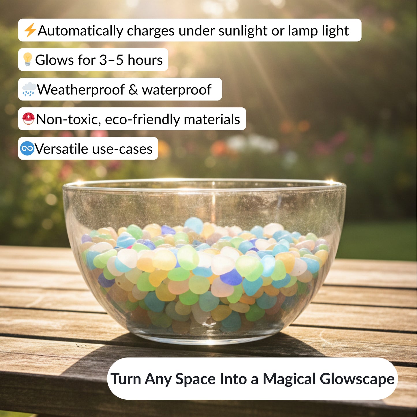 LumiPebble™ Glow-In-The-Dark Stones (Pack Of 100 pcs)