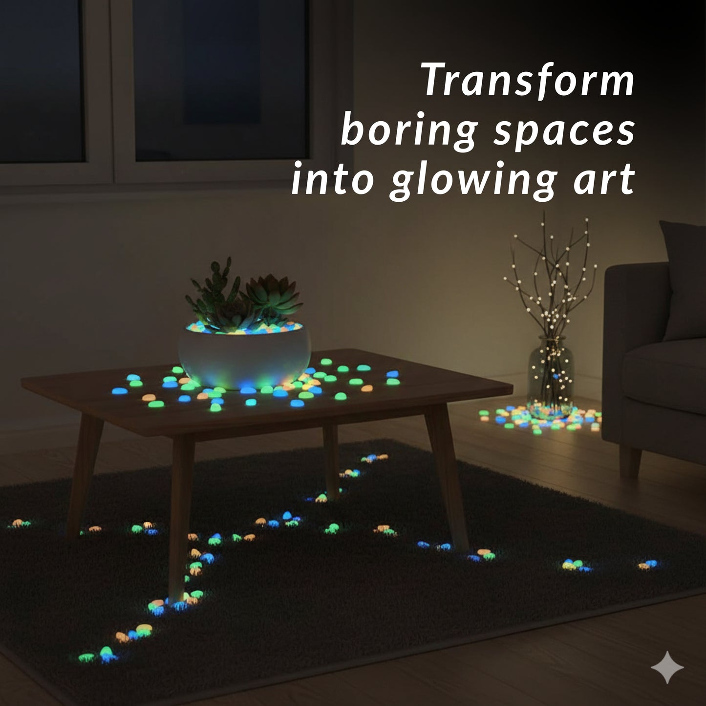 LumiPebble™ Glow-In-The-Dark Stones (Pack Of 100 pcs)